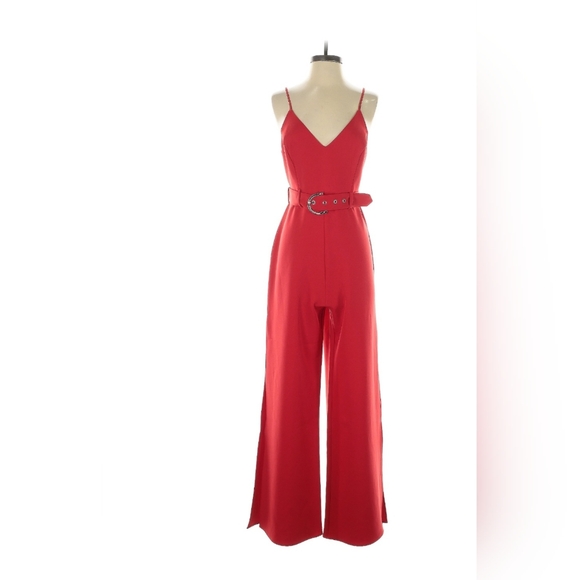 Red Express Wide Leg Sleeveless Jumpsuit Size l - Picture 1 of 5